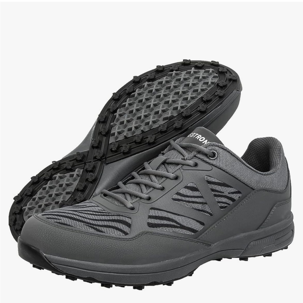 Vmt Mens Golf Shoes Grey Running Sneaker Breathable Lightweight Walking Shoe